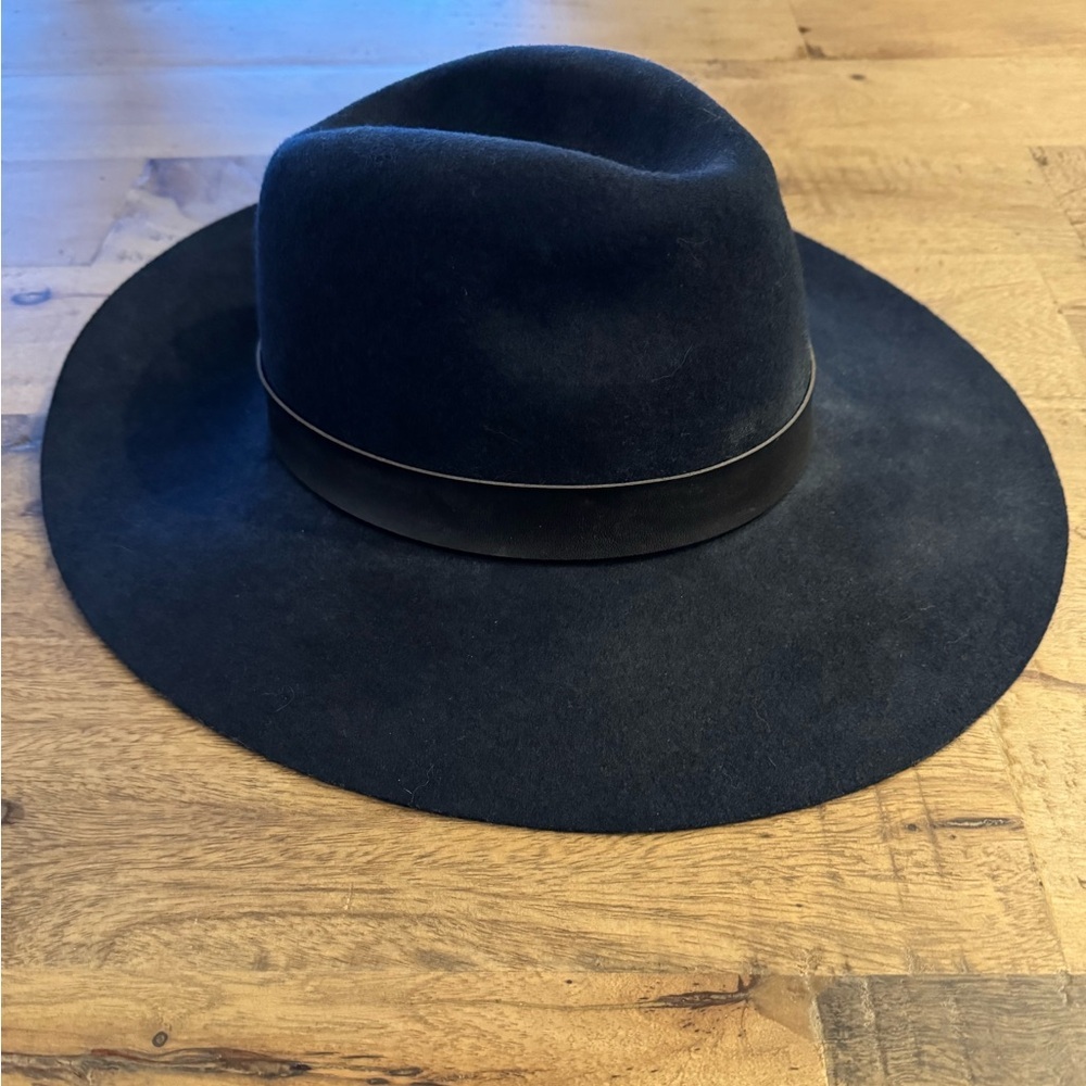 Topshop navy wool Wide-Brim Hat